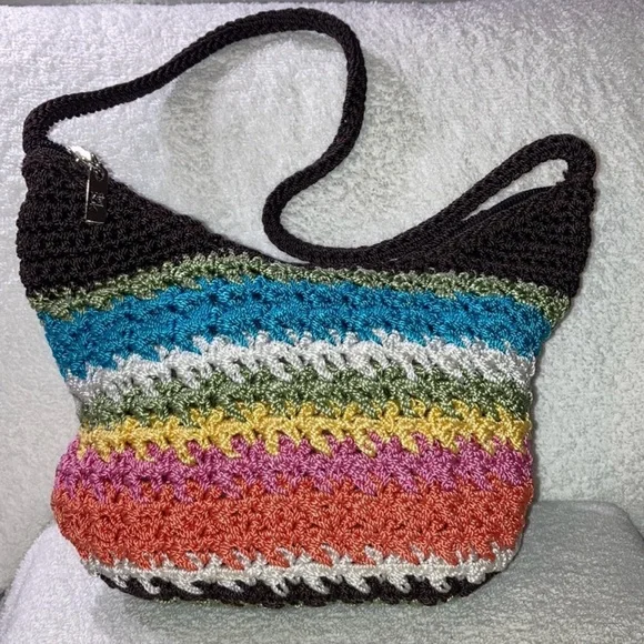 The Sak | Women’s Multi Colored Striped Crochet Knit Hobo Shoulder Handbag Bags - Picture 6 of 6